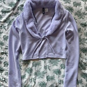 Divided Lilac Ribbed Cardigan